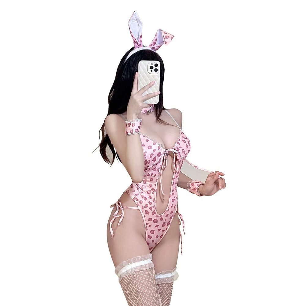 1147 Sexy Cosplay Bunny Costume Anime Pink Rabbit Role Playing Lingerie